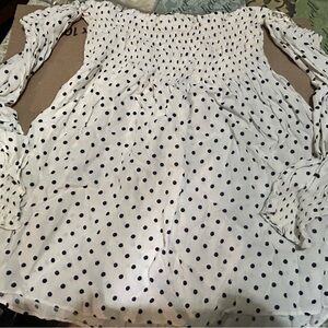 Zara White and Black Polka Dot Blouse